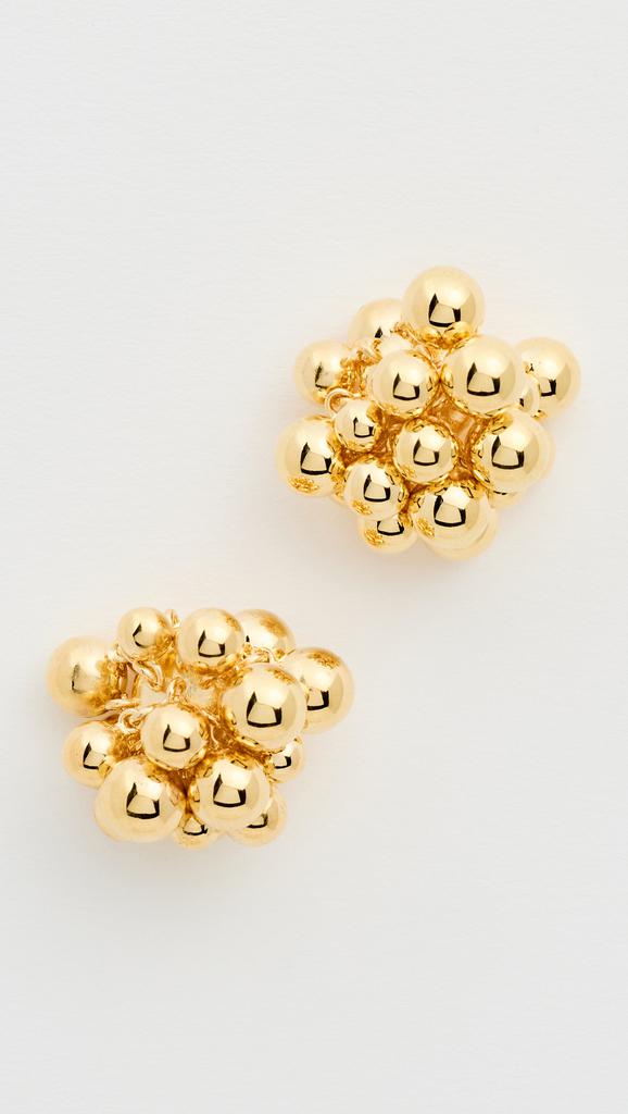 Kenneth Jay Lane Gold Cluster Button Earrings