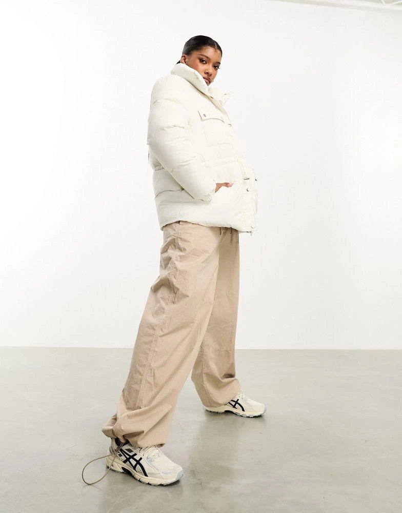 Threadbare Threadbare Icy oversized puffer coat with cinched waist in white 4