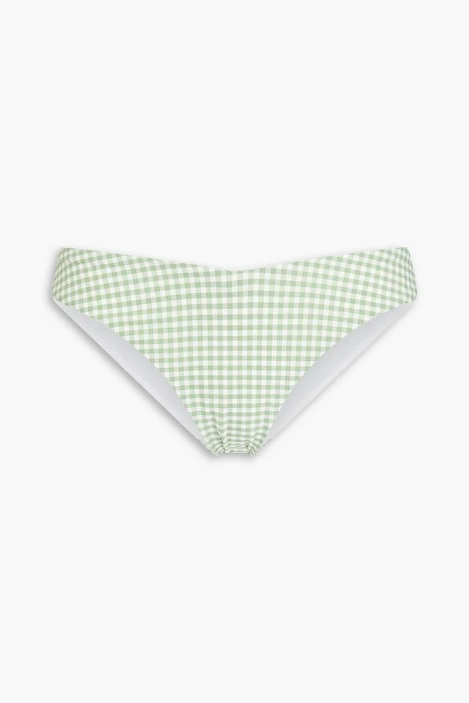 ONIA Chiara gingham stretch-seersucker low-rise bikini briefs 1