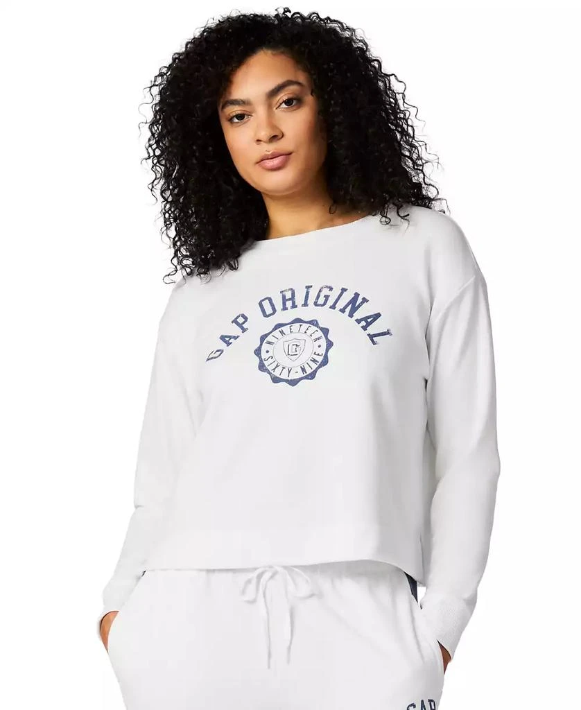 GAP Women's French Terry Crewneck Logo Pajama Top - Exclusively at Macy's 1