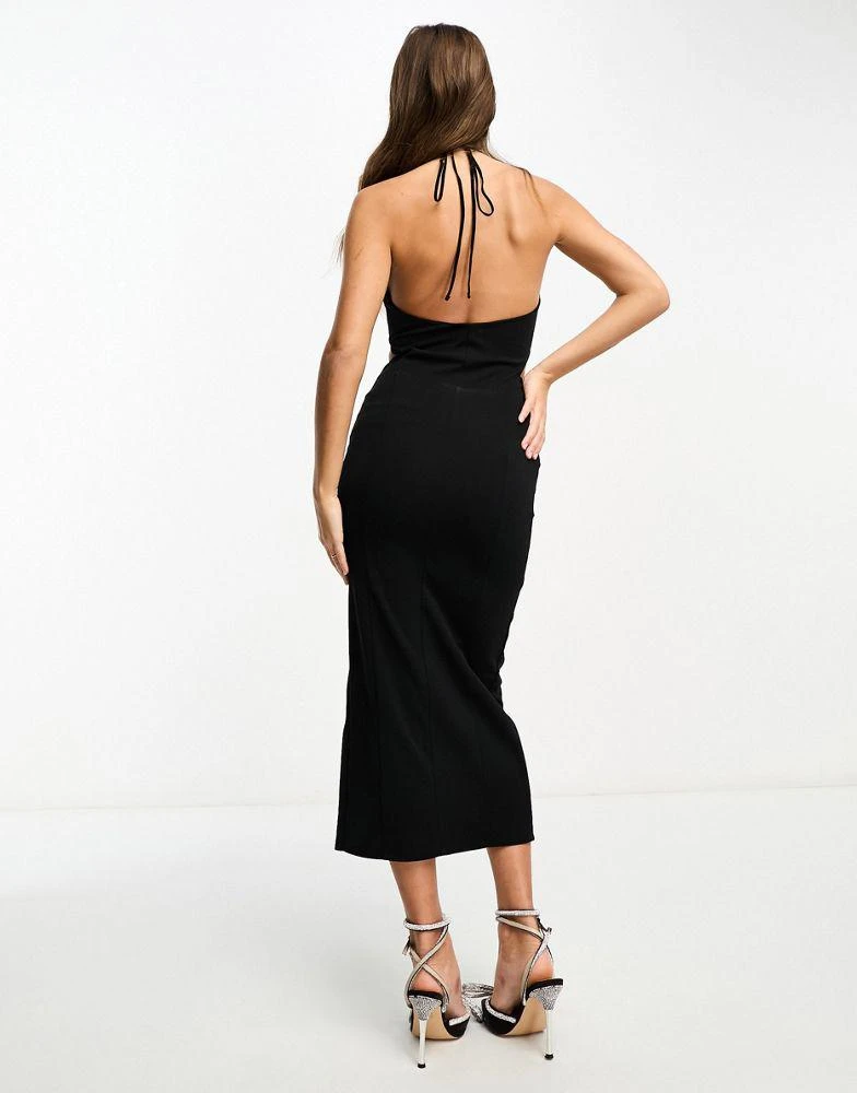 ASOS ASOS DESIGN Petite super cut out halter midi dress in black 3