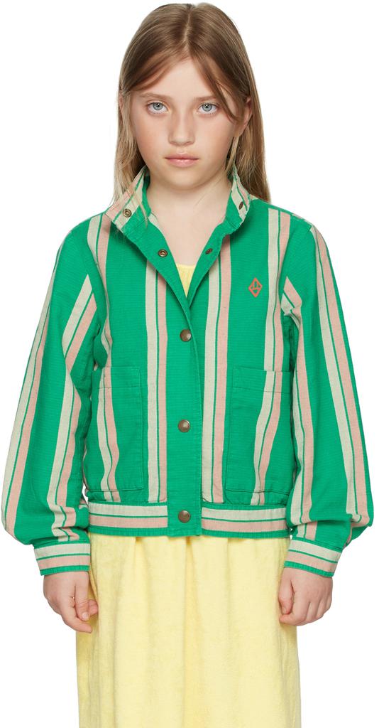 The Animals Observatory Kids Green Stripes Tiger Jacket