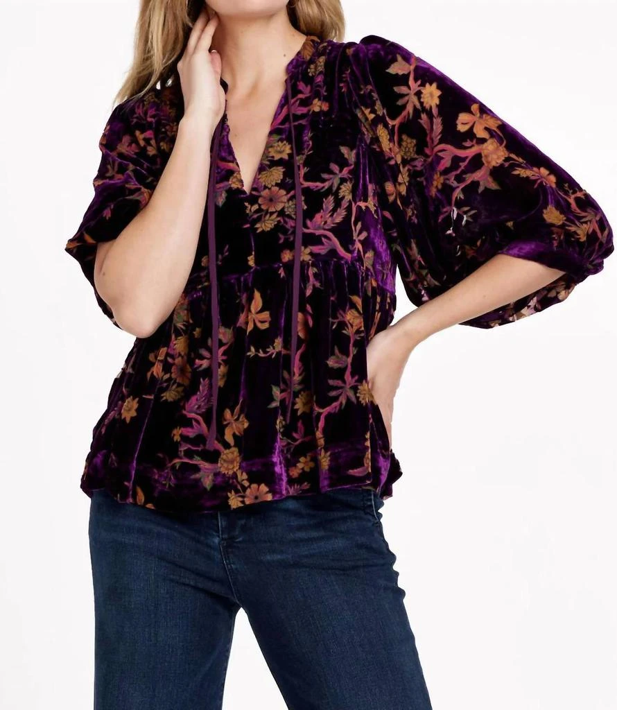 DEAR JOHN DENIM Malia V-Neck Top In Imperial Purple 1