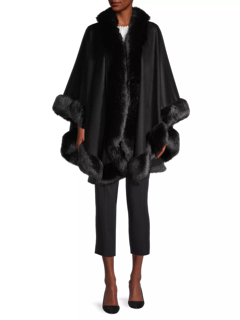 Sofia Cashmere Faux Fur & Cashmere U-Cape