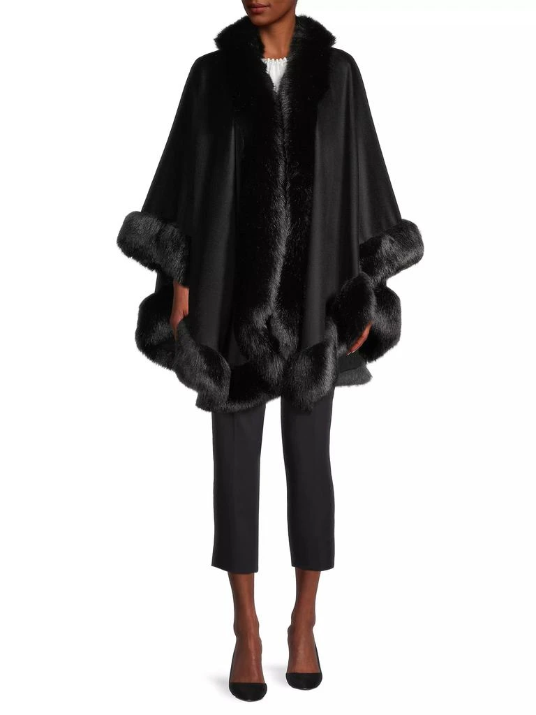 Sofia Cashmere Faux Fur & Cashmere U-Cape 2