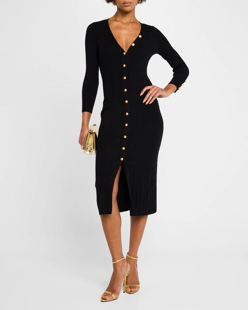 L'Agence Kyra Button-Front Duster Midi Dress 4