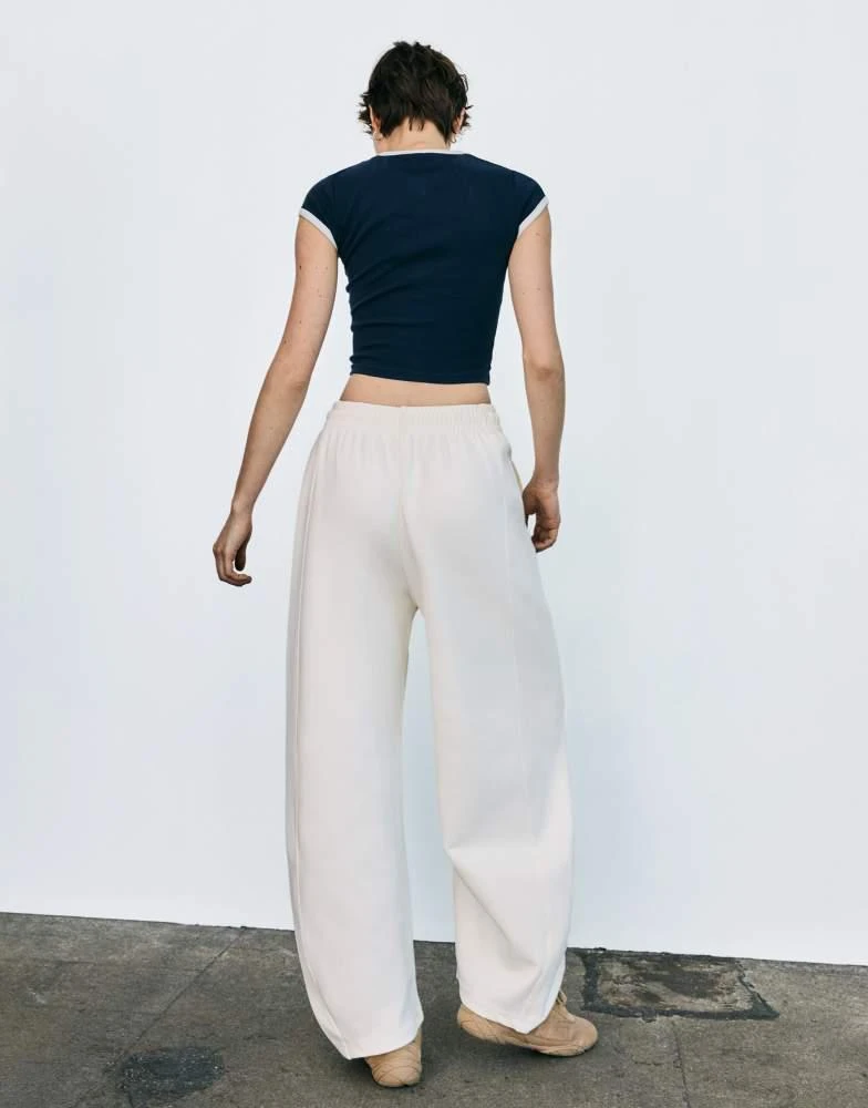 Bershka Bershka plush barrel trousers in white 2