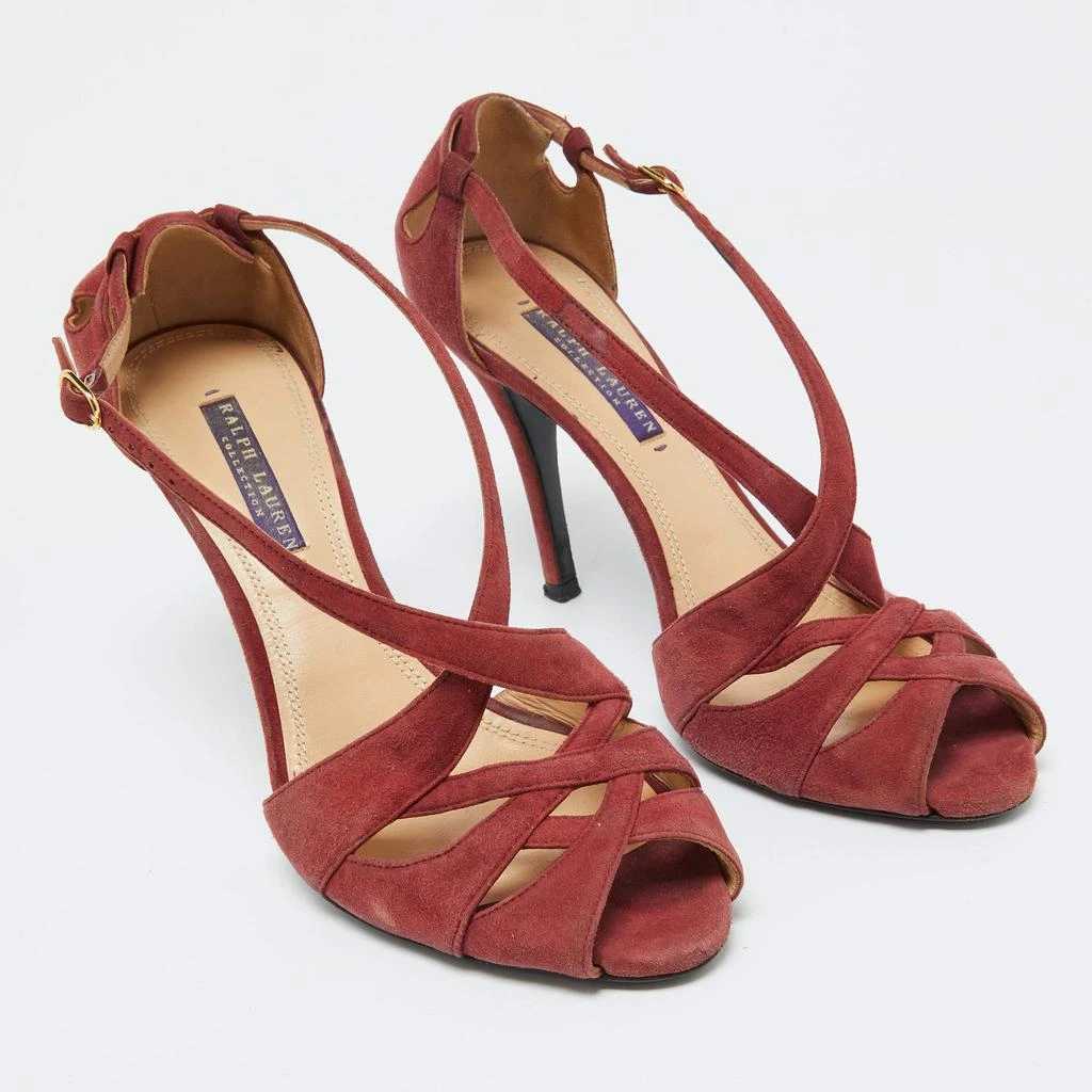 Ralph Lauren Ralph Lauren Rust Red Suede Arianna Peep Toe Sandals Size 39 4