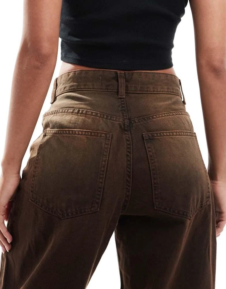Bershka Bershka ultra wide leg jeans in brown 4