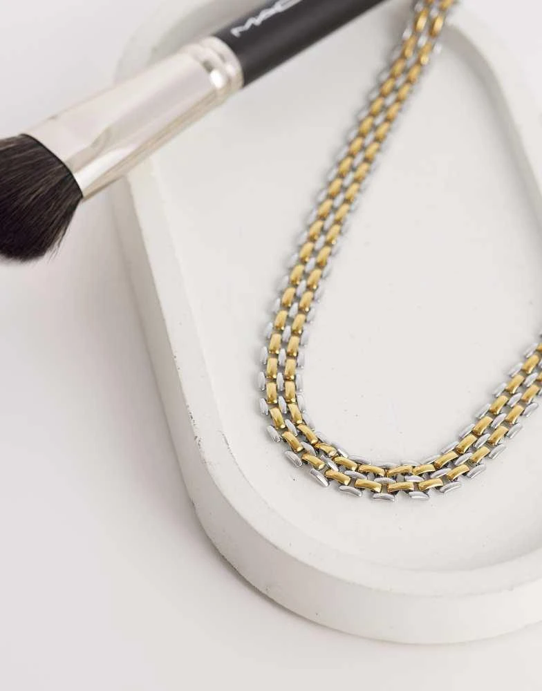 Abbott Lyon Abbott Lyon two tone mixed metal heritage chain necklace in gold and silver 2