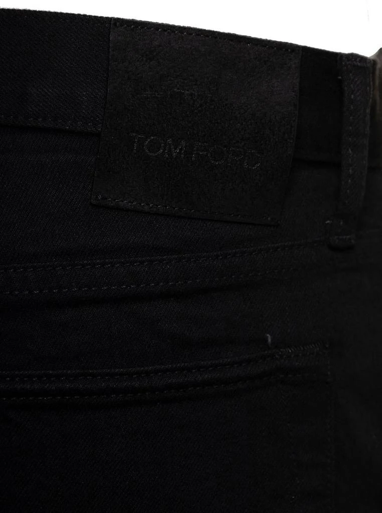 Tom Ford Black Slim Jeans With Logo Patch In Denim Man 3