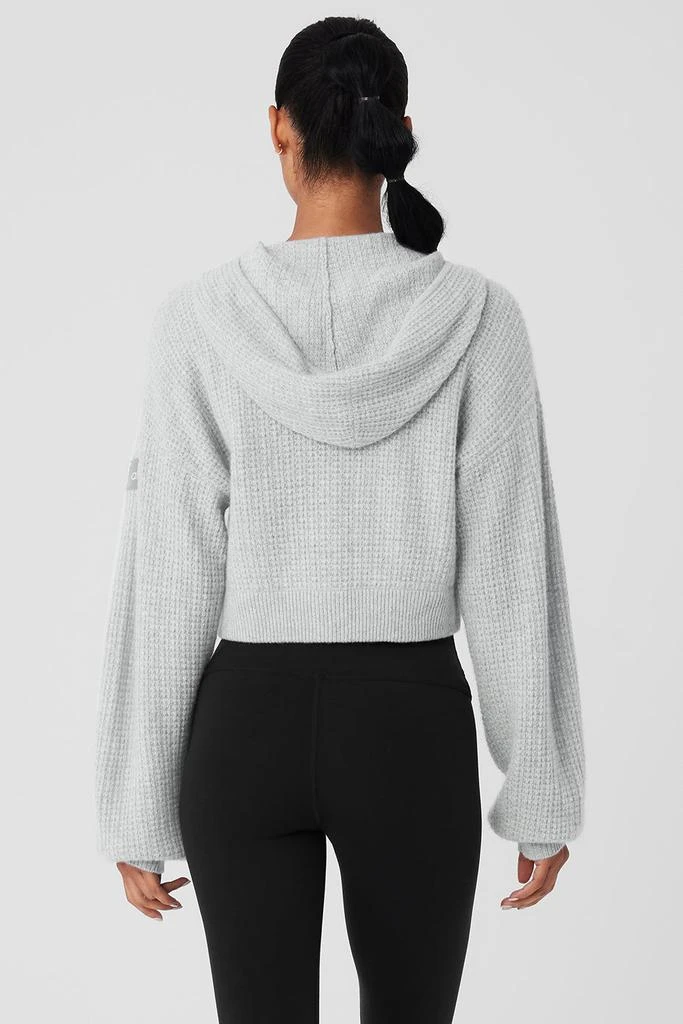 Alo Cashmere Plush Waffle Full Zip Hoodie - Athletic Heather Grey 3
