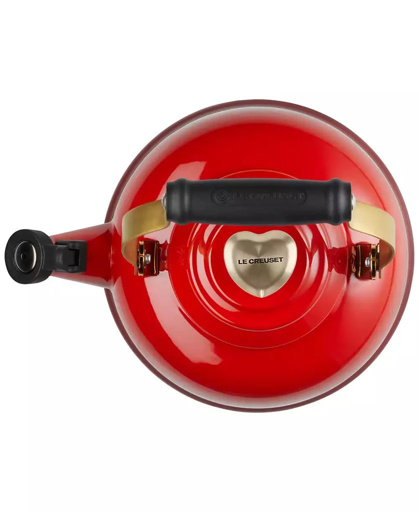 Le Creuset Enamel On Steel Whistling Kettle 1.7 Qt. Light Gold Heart 4