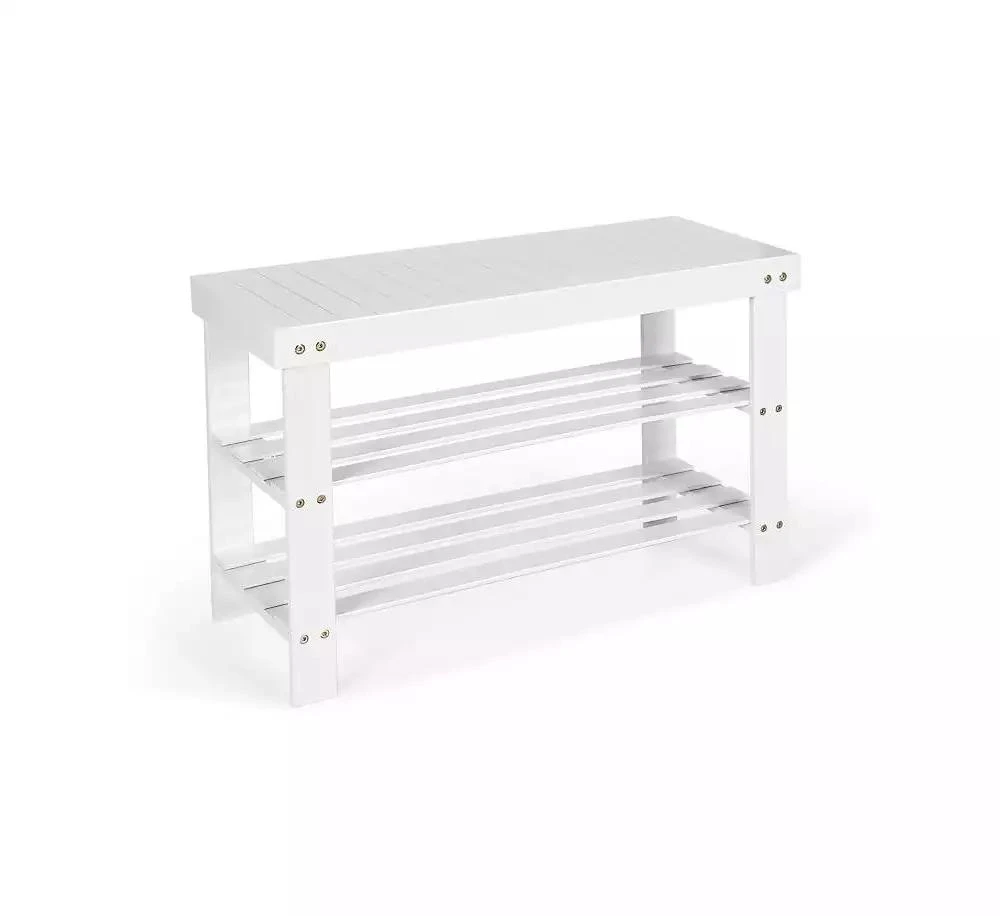 Slickblue 3 Tier Bamboo Bench Storage Shoe Rack For Entryway