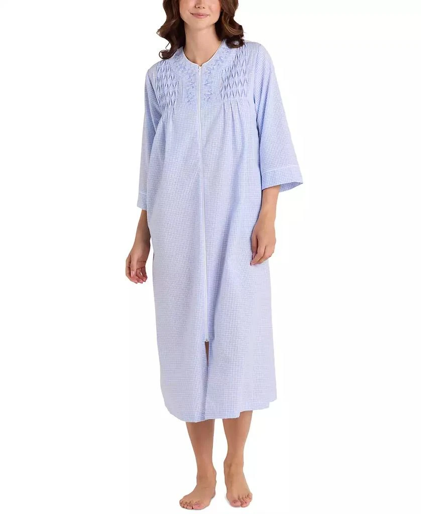 Miss Elaine Women's 3/4-Sleeve Zip-Front Seersucker Robe 1
