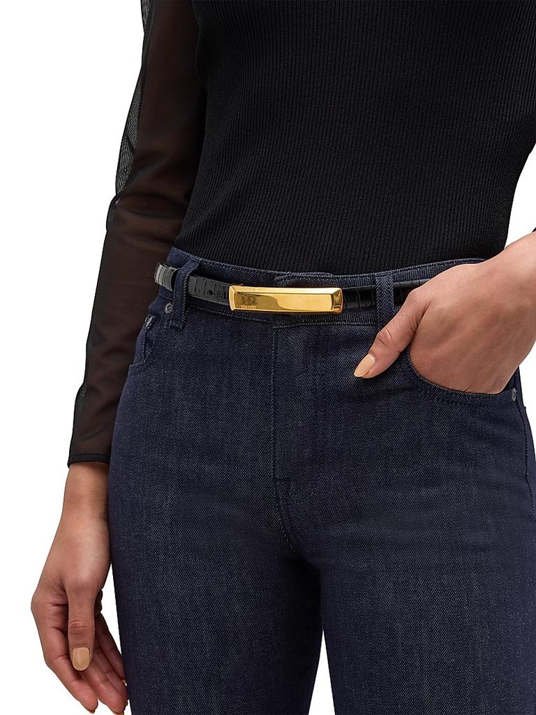 Tom Ford Croc-Embossed Leather Skinny Belt