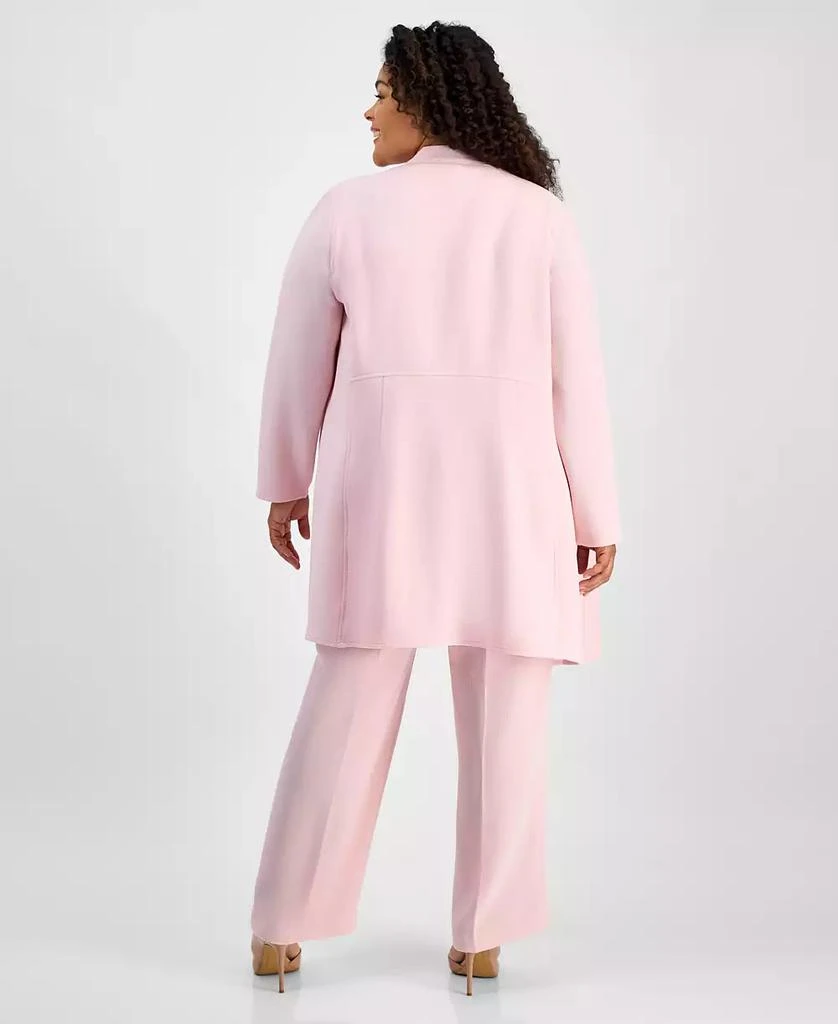 Kasper Plus Size Melange Crepe Drape-Lapel Open-Front Blazer 2