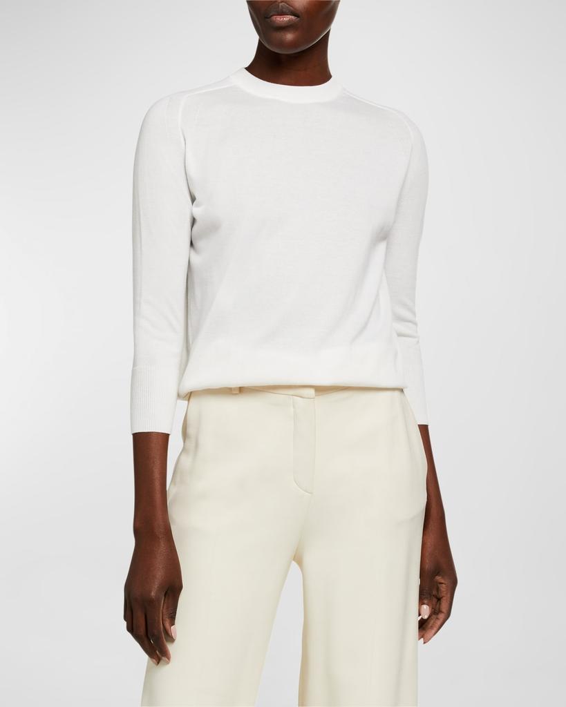 Loro Piana 3/4-Sleeve Cashmere Featherweight Sweater