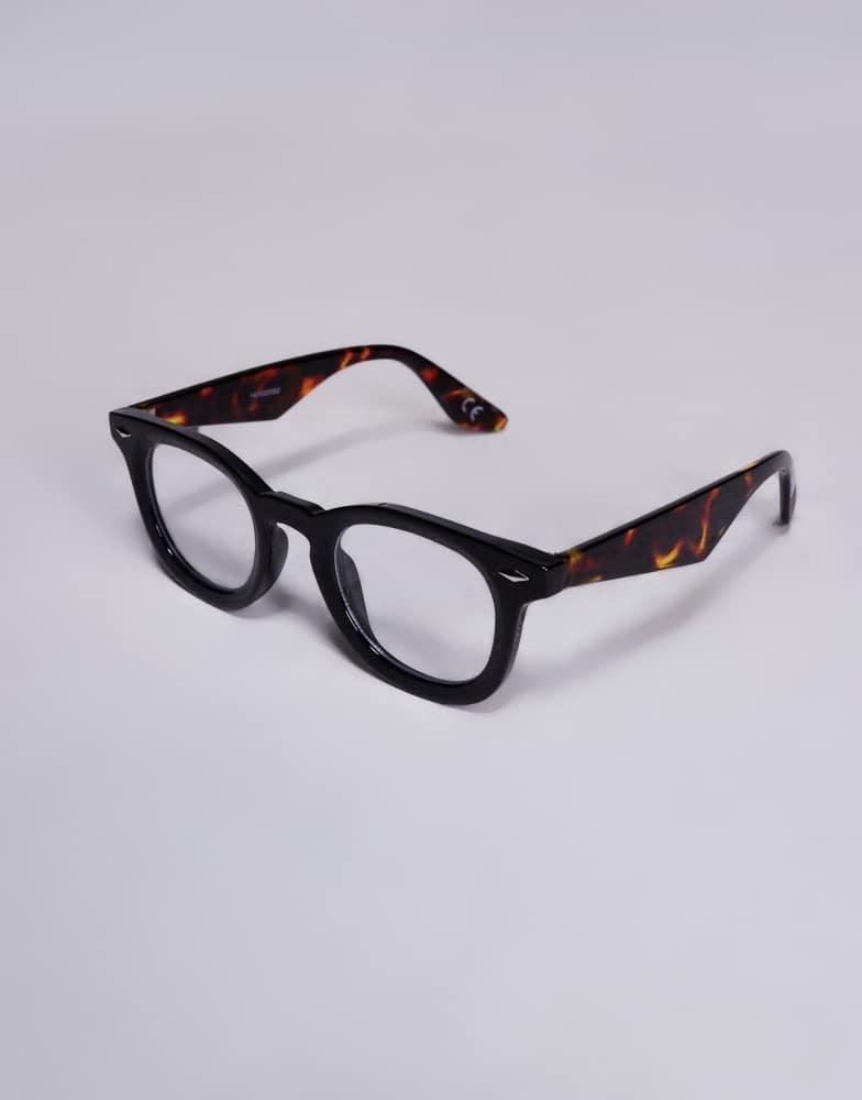 ASOS ASOS DESIGN chunky round tortoiseshell frame glasses with clear lens