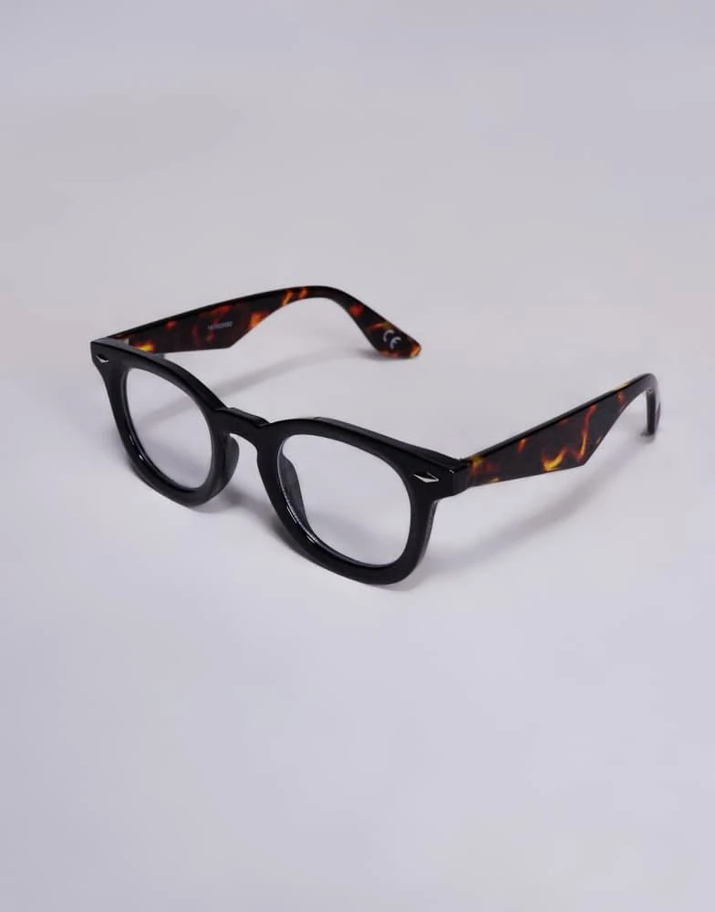 ASOS ASOS DESIGN chunky round tortoiseshell frame glasses with clear lens 2