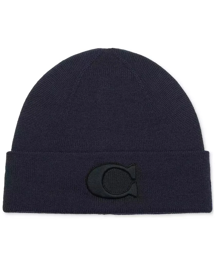 Coach Men\'s Navy Knit Hat Coach Mens Varsity C Beanie, Midnight Navy, One Size  main image 3