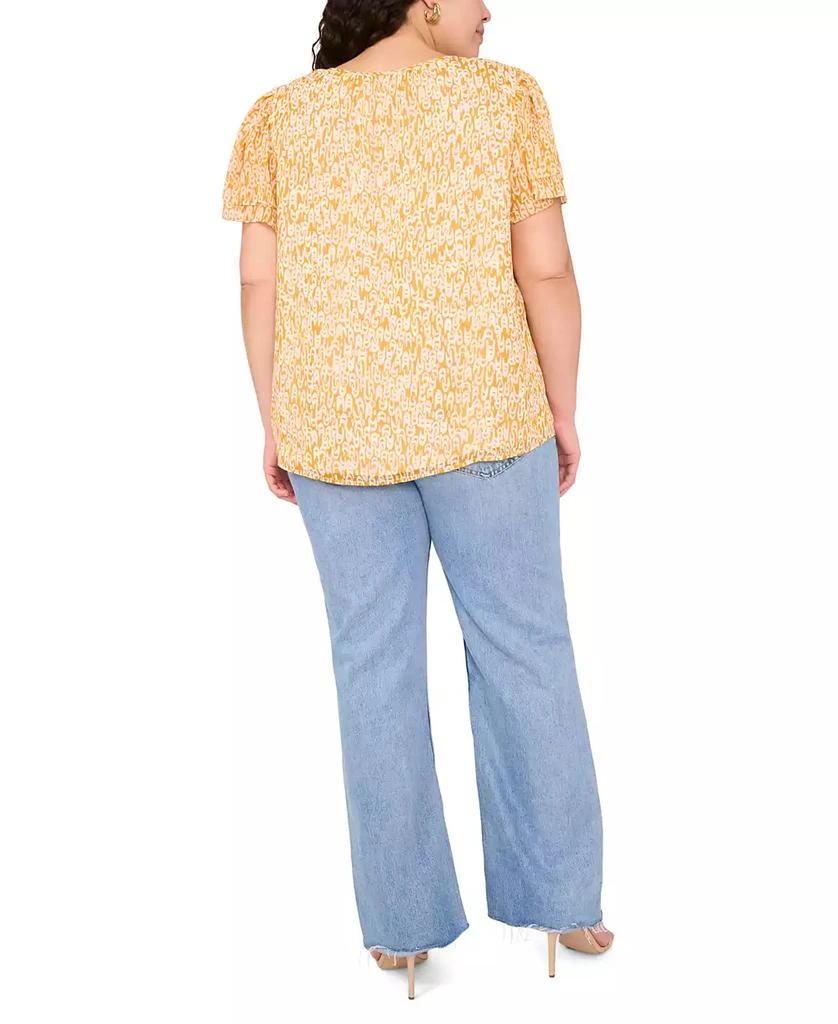 Vince Camuto Plus Size Printed Split-Neck Flutter-Sleeve Blouse 4