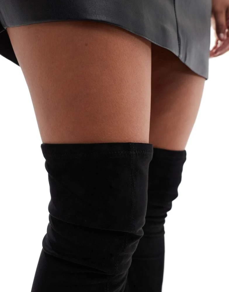 ASOS ASOS DESIGN Wide Fit Keely block-heeled over the knee boots in black micro 3