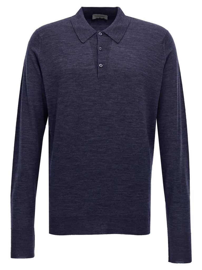 【JOHN SMEDLEY】DORSET [size L] John Smedley Dorset Polo Shirt Long Sleeve Bordeaux Merino