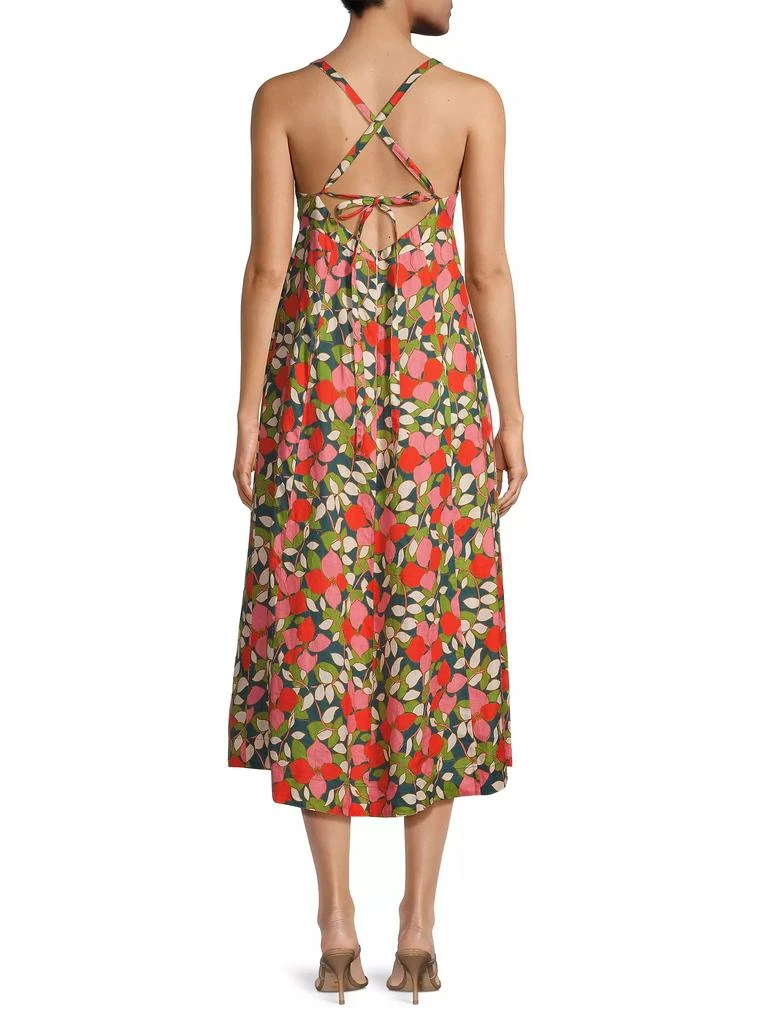Birds of Paradis Sandrine Floral Linen Midi-Dress 5