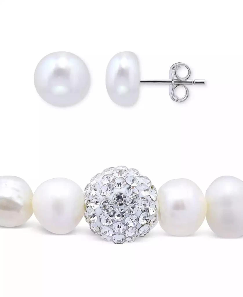 Macy's 2-Pc. Set Multicolor Cultured Freshwater Pearl (7mm) & Crystal Bracelet & Complementing White Cultured Freshwater Pearl (7mm) Stud Earrings in Sterling Silver (Also in All-White Cultured Freshwater Pearl), Created for Macy's 4