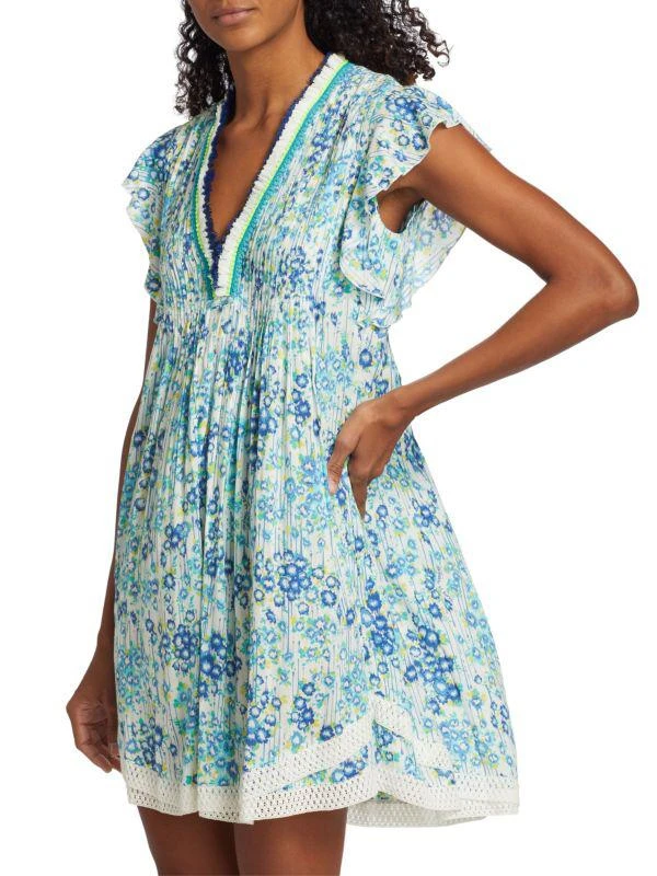 Poupette St Barth Sasha Crochet-Trim V-Neck Minidress 3