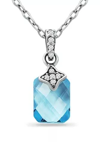 Belk 
Co. 2.4 ct. t.w. Blue Topaz and 1/10 ct. t.w. White Topaz Pendant Necklace in Sterling Silver