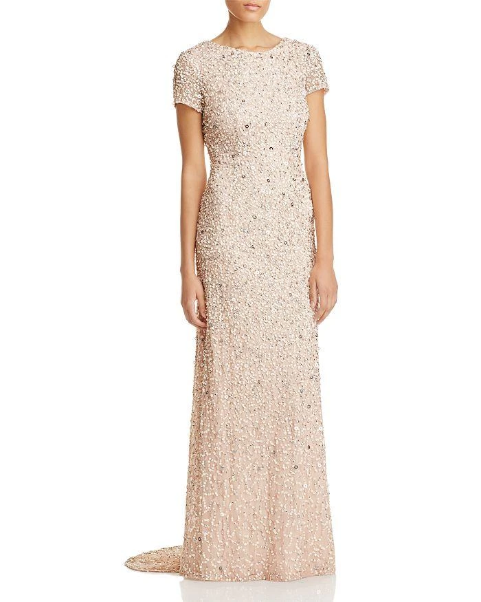 Adrianna Papell Sequined Cap Sleeve Gown 1