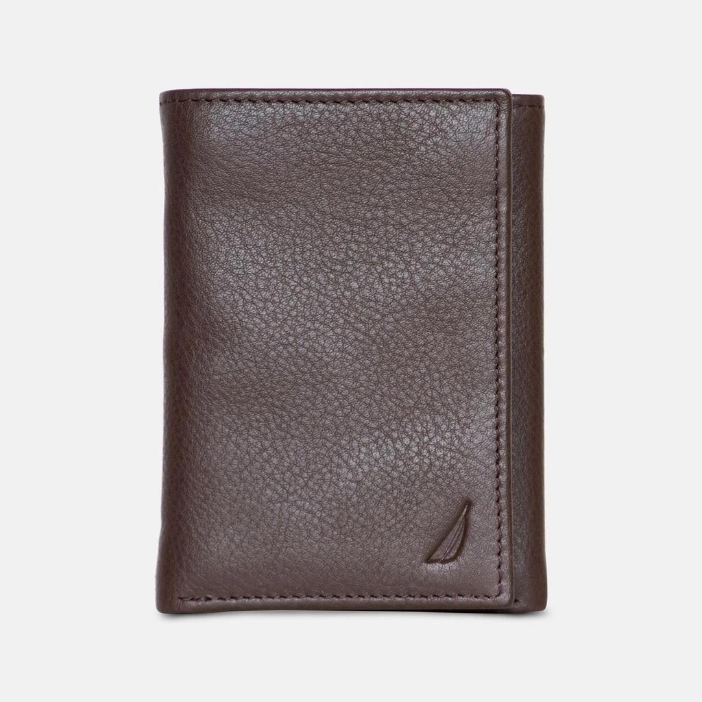 Nautica Mens Leather Trifold Passcase Wallet