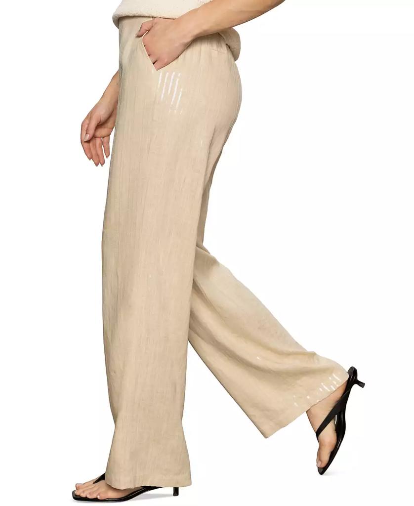 Sanctuary Women's Coastal Sequined-Stripe Wide-Leg Pants