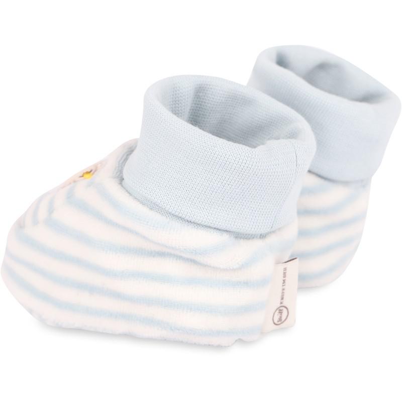 Steiff Striped baby shoes in light blue