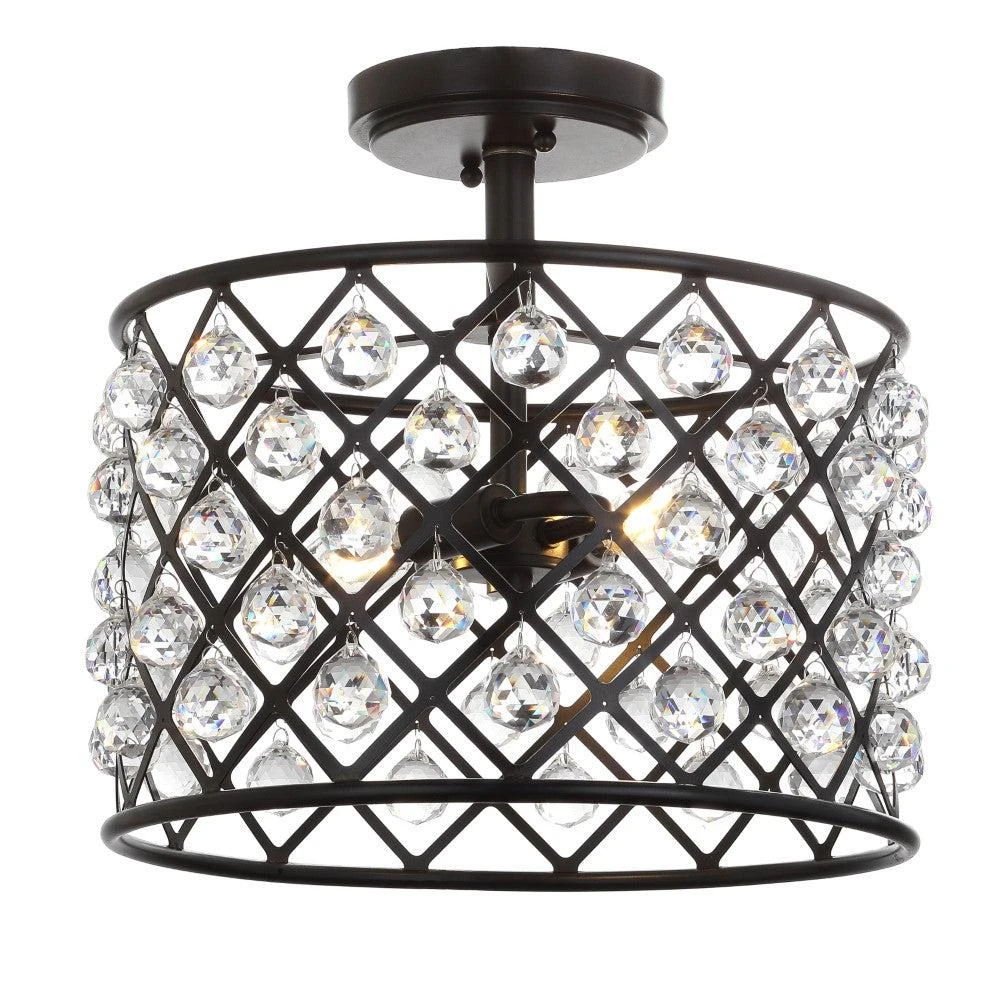 JONATHAN Y Gabrielle 14.5" Crystal/Metal LED Semi-Flush Mount 2