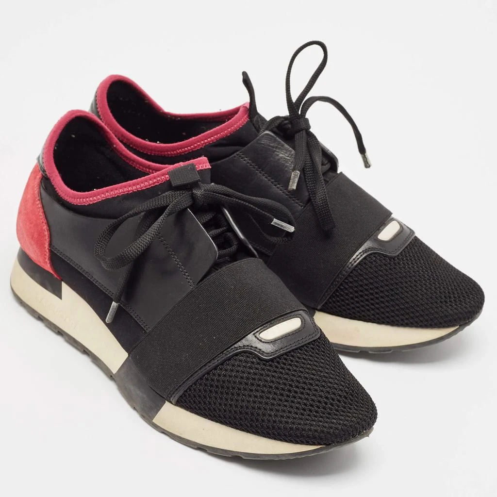 Balenciaga Balenciaga Black/Pink Leather and Mesh Race Runner Sneakers Size 39 4