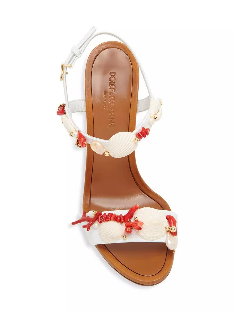 Dolce & Gabbana 100MM Coral, Shell & Freshwater Pearl-Embellished Sandals 5