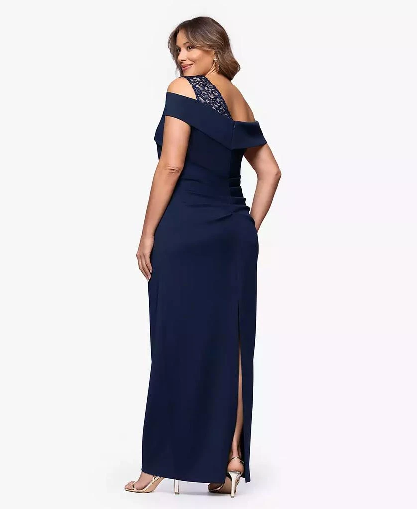B&A By Betsy and Adam Plus Size Long Asymmetrical Neck Ball Gown 4