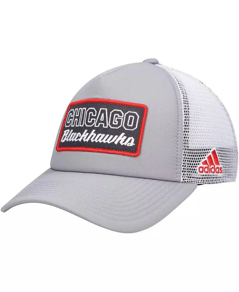 Adidas Men's Gray, White Chicago Blackhawks Locker Room Foam Trucker Snapback Hat 1