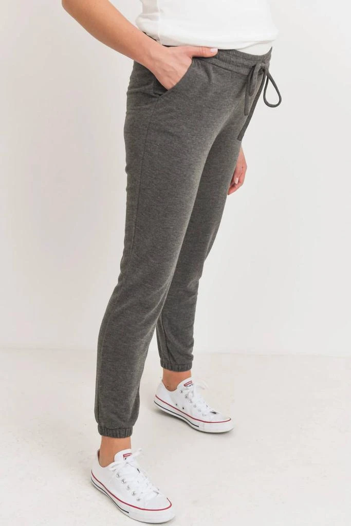 Hello Miz Two-Tone Brushed Terry Maternity Sweatpants In Charcoal 3