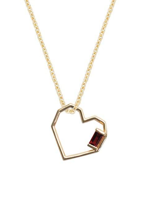 Aliita Pura Corazon Goldtone & Garnet Pendant Necklace