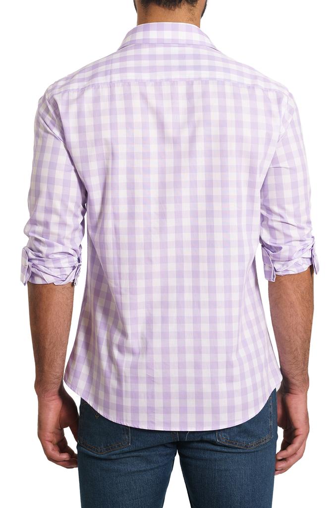 Jared Lang Gingham Long Sleeve Cotton Button-Up Shirt