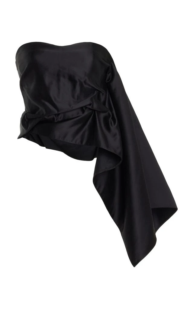 The Row The Row - Nana Strapless Draped Satin Crop Top - Black - US 2 - Moda Operandi 1