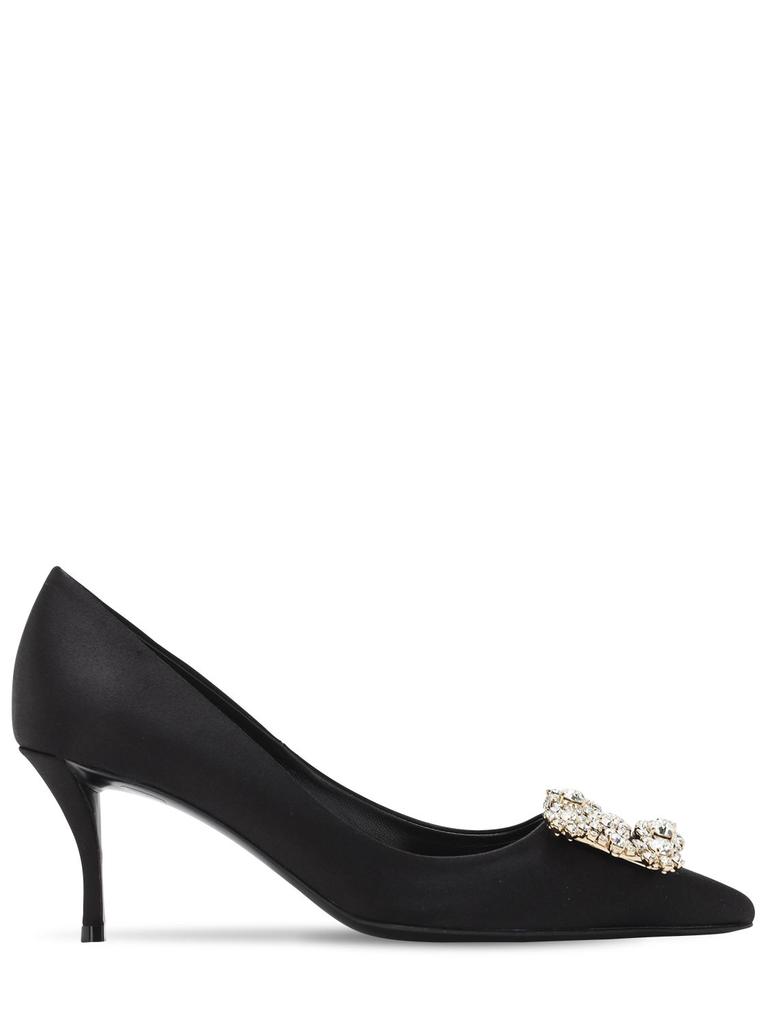 ROGER VIVIER 65mm Flower Crystal Satin Pumps