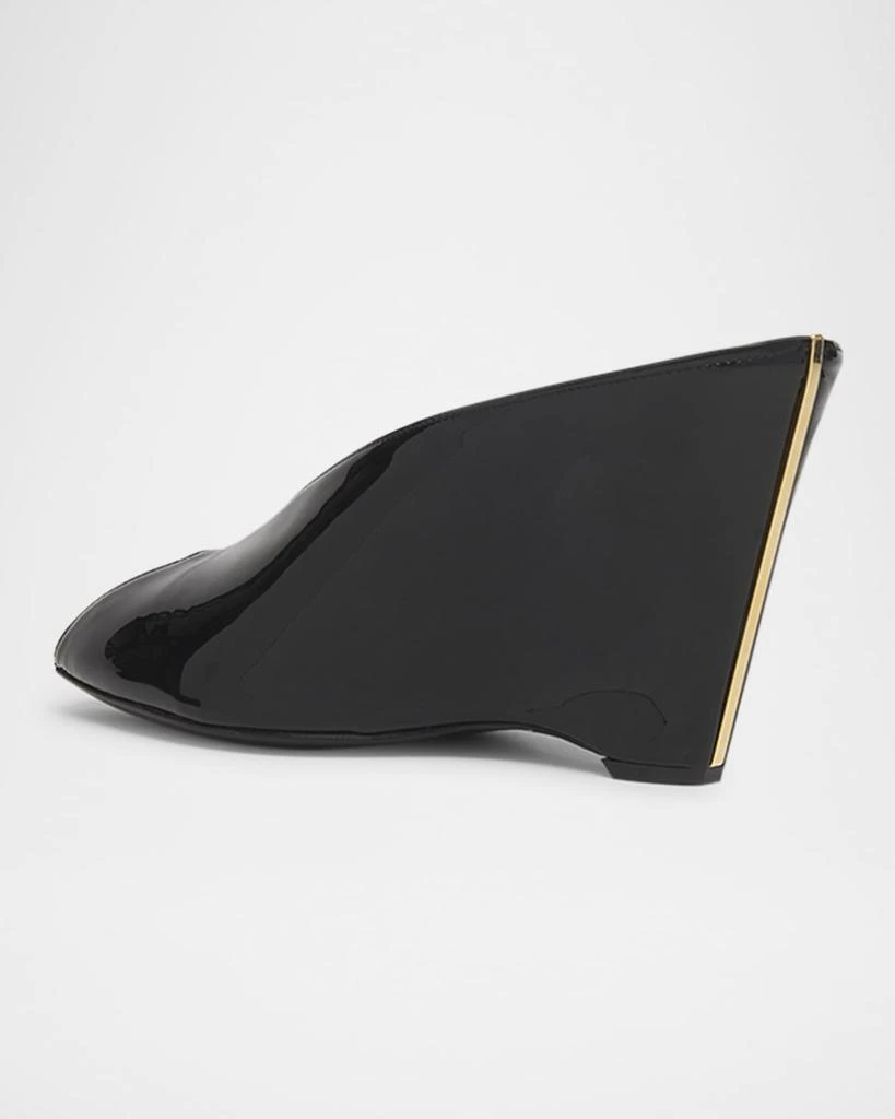 Salvatore Ferragamo Alicia Patent Leather Peep-Toe Wedge Mules 4