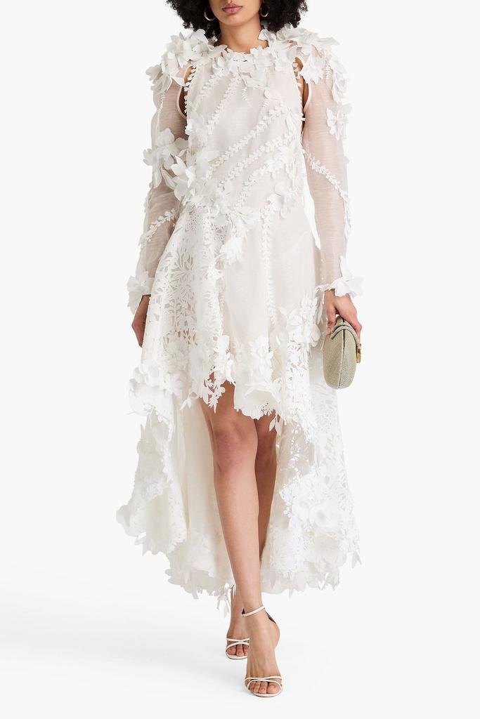 Zimmermann Cutout floral-appliquéd linen and silk-blend maxi dress