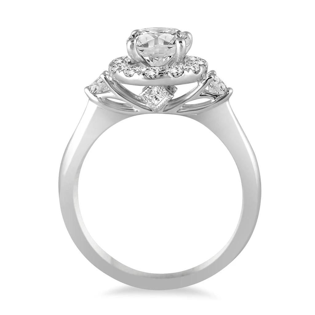 SSELECTS Ags Certified 1 3/8 Carat Tw Diamond Halo Engagement Ring In 14K White Gold I-J Color, I2-I3 Clarity 2