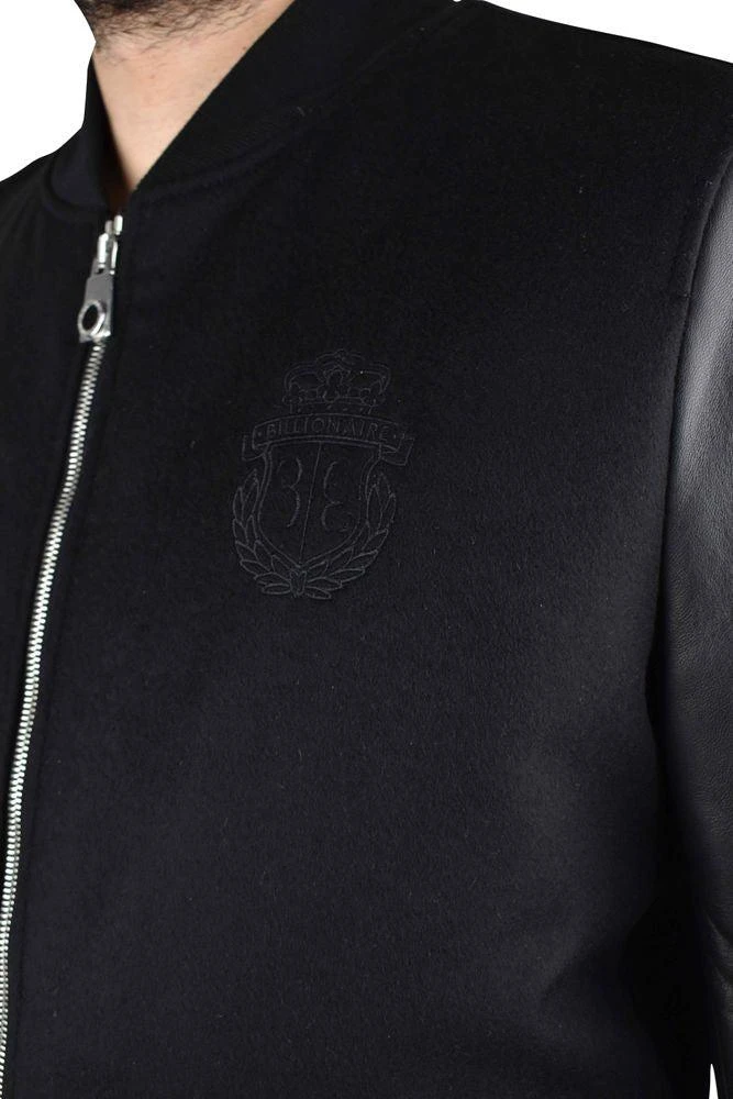 BILLIONAIRE Two-Material Bomber Jacket with Leather Sleeves 3
